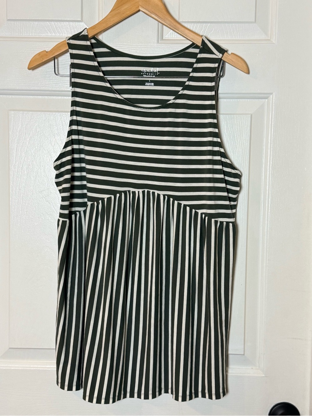 Isabel Maternity by Ingrid & Isabel Green and White Striped Tank
